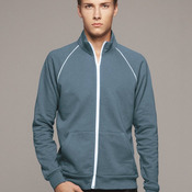 Full-Zip Fleece Cadet Collar Jacket with Piping