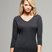 Missy Three-Quarter Sleeve Jersey V-Neck T-Shirt