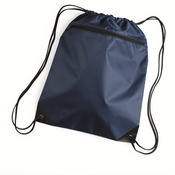 Denier Nylon Zippered Drawstring Backpack